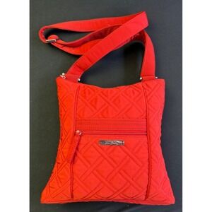 Vera Bradley Red Quilted Microfiber Iconic Little Crossbody Bag Travel Purse